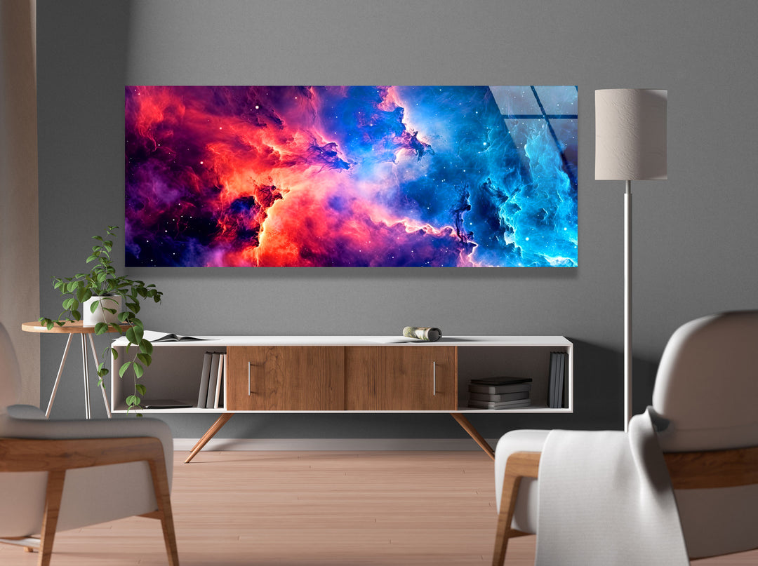 Colorful Space Galaxy Cloud Glass Wall Art, glass image printing, glass prints from photos