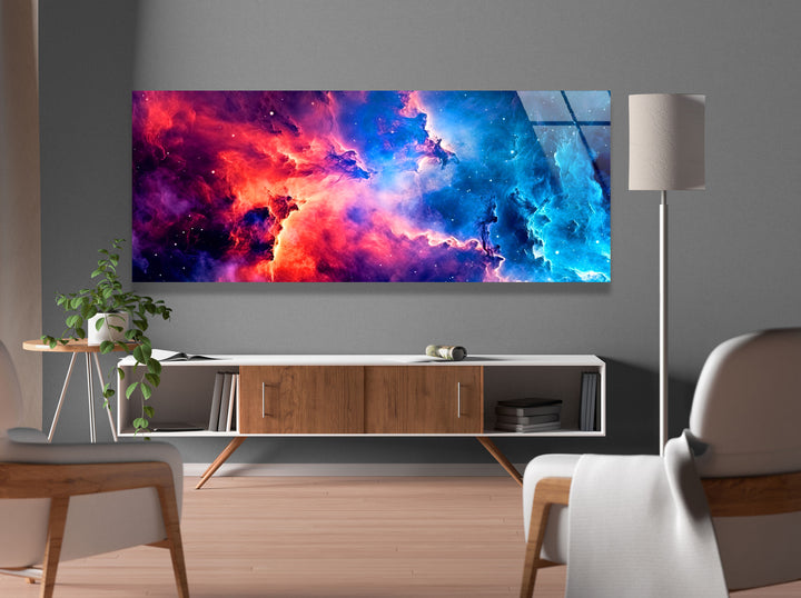 Colorful Space Galaxy Cloud Glass Wall Art, glass image printing, glass prints from photos