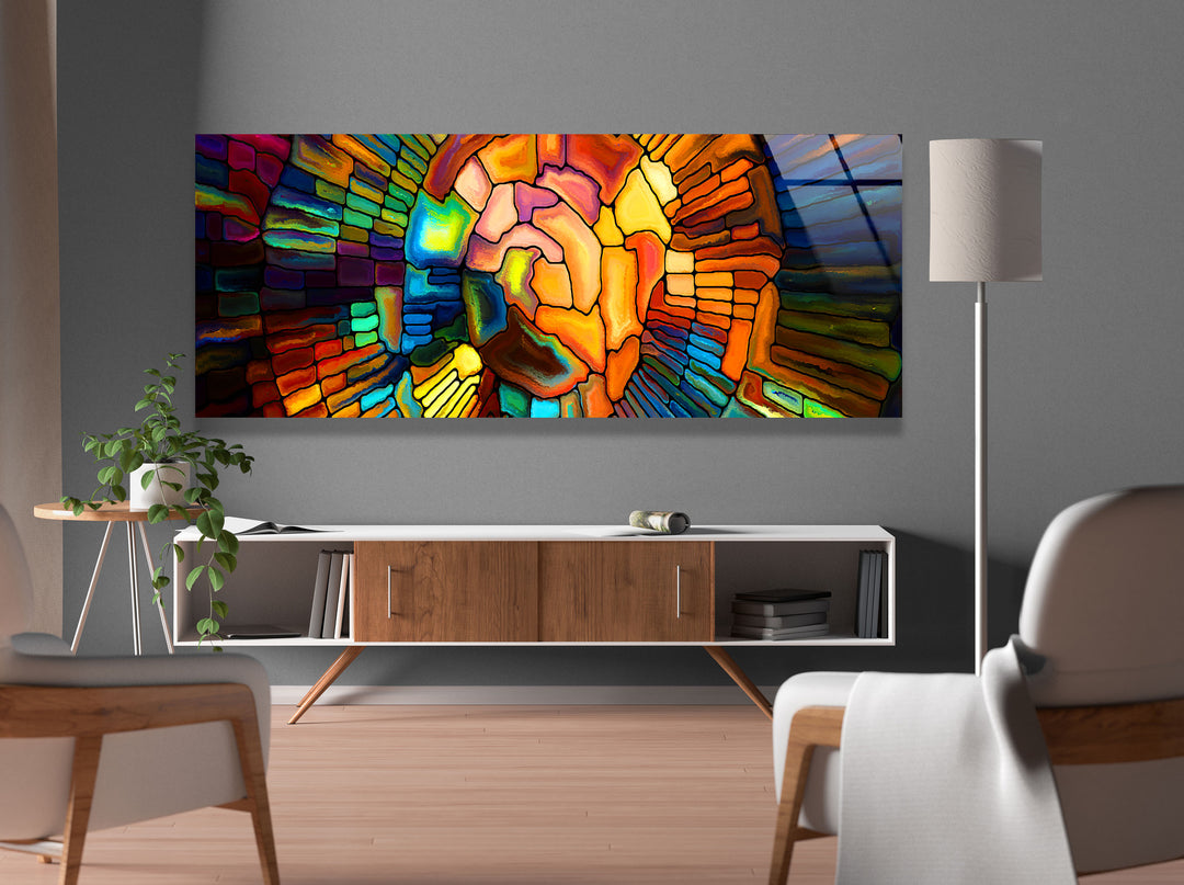 Colorful Abstract Stained Glass Wall Art, Glass Printing Wall Art, Print photos on glass