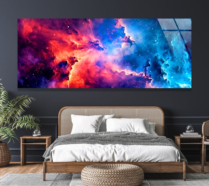 Colorful Space Galaxy Cloud Glass Wall Art, glass photo prints, glass picture prints