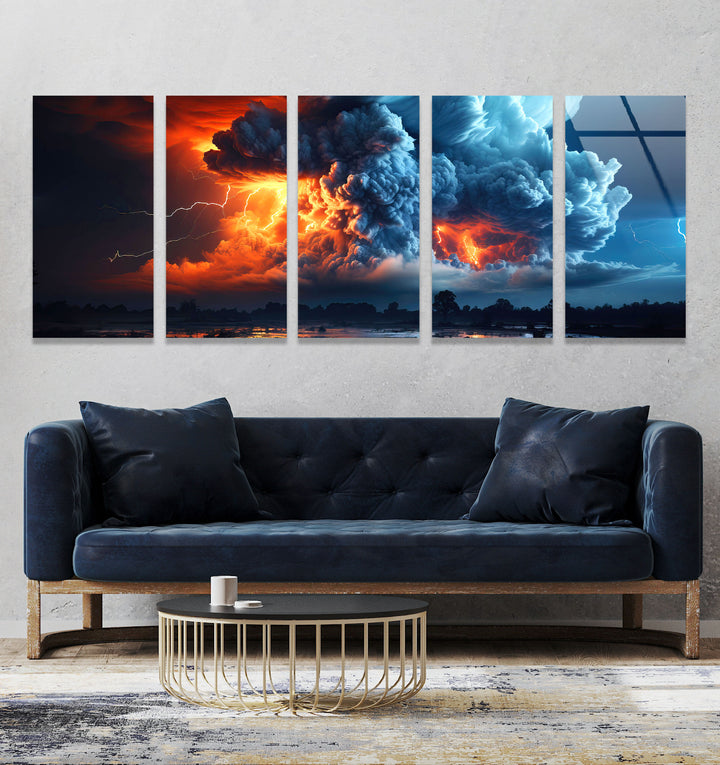 Thunderstorm Cloud&Sky Glass Wall Art, print on glass, glass printed photos