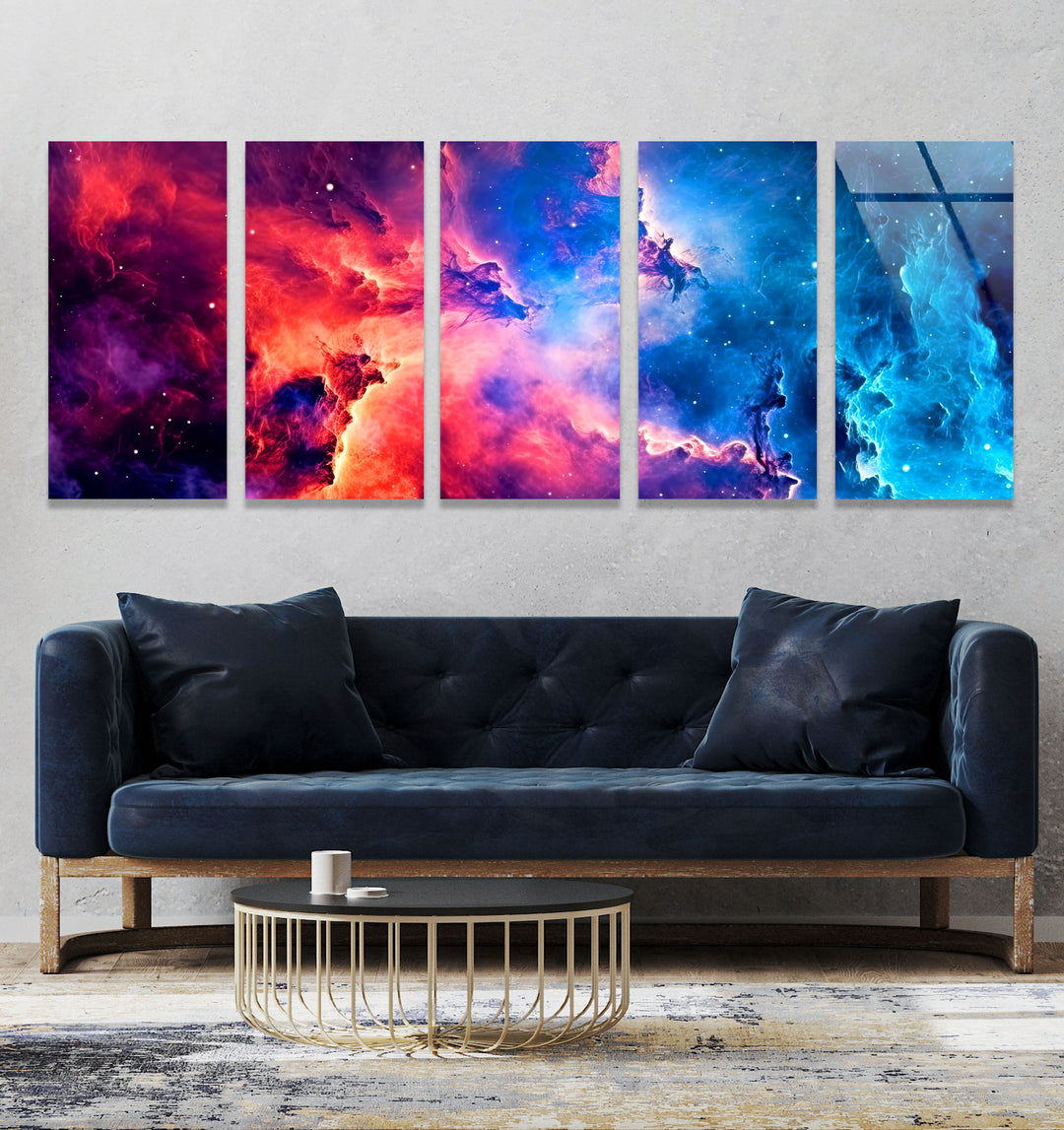 Colorful Space Galaxy Cloud Glass Wall Art, Glass Printing Wall Art, Print photos on glass