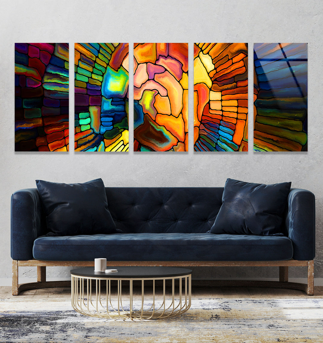 Colorful Abstract Stained Glass Wall Art, glass art painting, glass art for the Wall