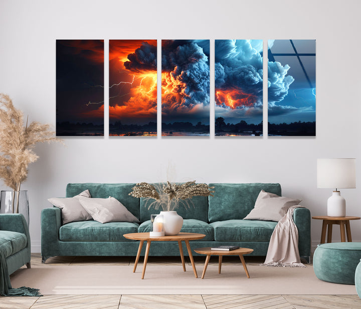 Thunderstorm Cloud&Sky Glass Wall Art, picture on glass wall art, photos printed on glass