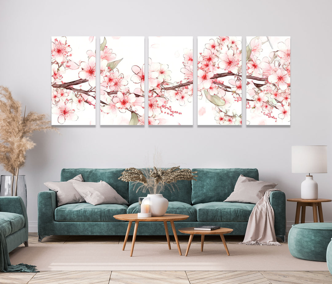 Sakura Cherry Blossom Glass Wall Art, glass wall decor, glass wall art decor