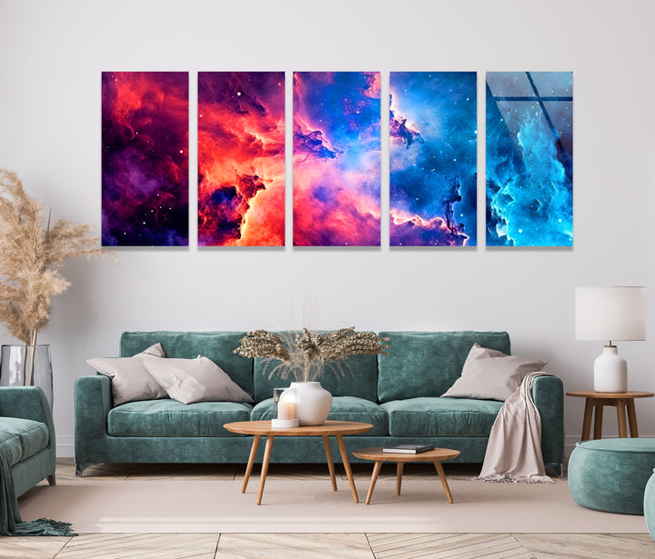 Colorful Space Galaxy Cloud Glass Wall Art, print picture on glass, Tempered Glass Wall Art