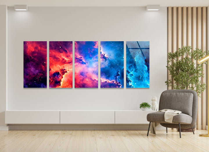 Colorful Space Galaxy Cloud Glass Wall Art, art glass wall art, glass wall art pictures