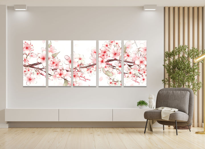 Sakura Cherry Blossom Glass Wall Art, print picture on glass, Tempered Glass Wall Art