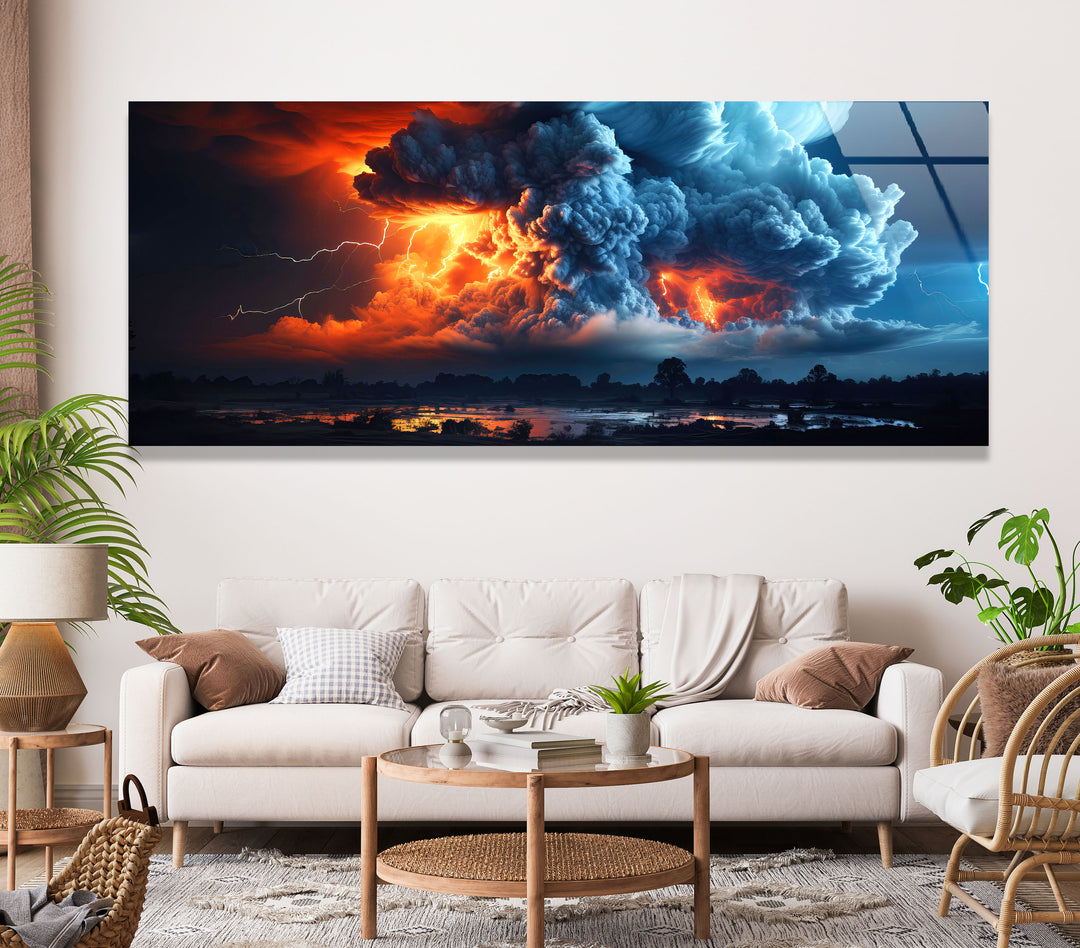 Thunderstorm Cloud&Sky Glass Wall Art, large glass photo prints, glass wall photos