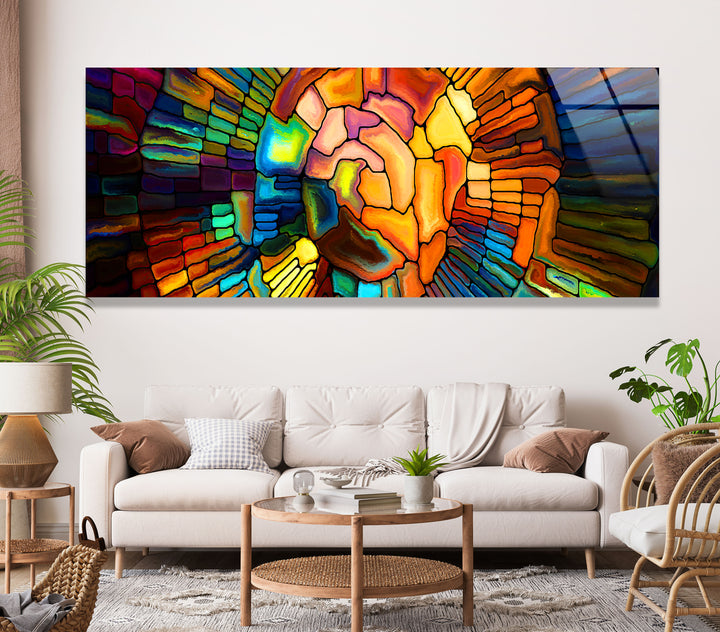 Colorful Abstract Stained Glass Wall Art, print picture on glass, Tempered Glass Wall Art