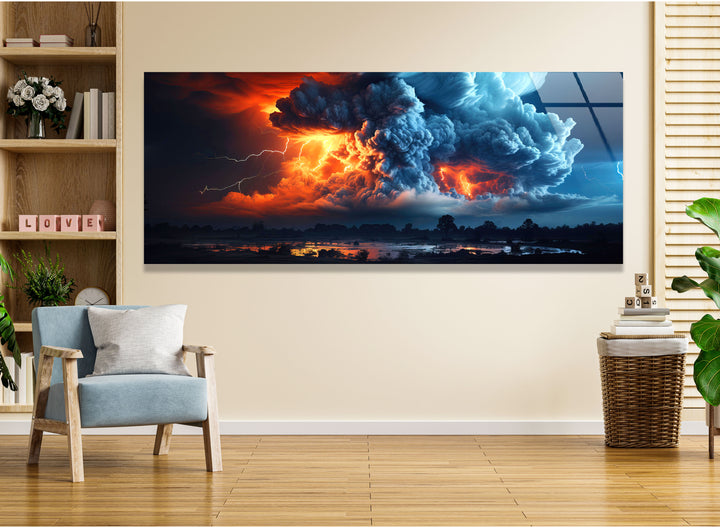 Thunderstorm Cloud&Sky Glass Wall Art, photo print on glass, prints on glass wall art