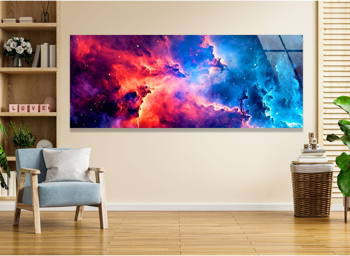 Colorful Space Galaxy Cloud Glass Wall Art, glass wall decor, glass wall art decor