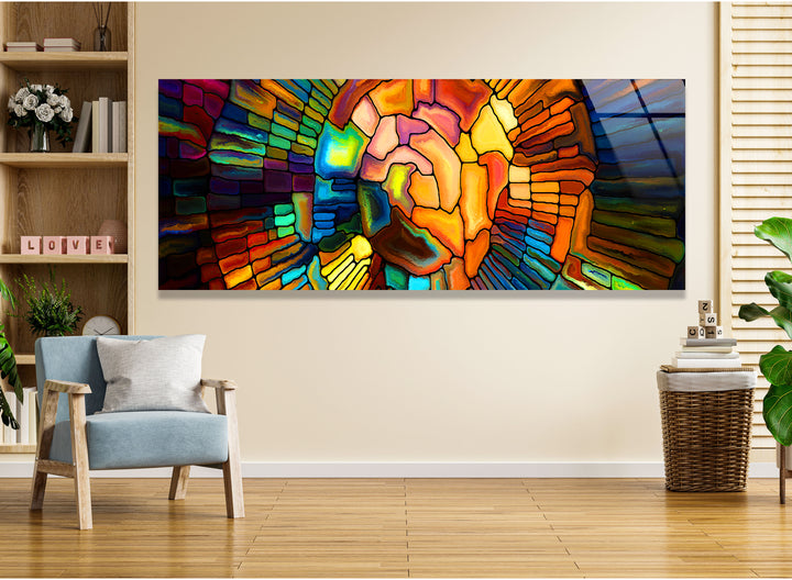 Colorful Abstract Stained Glass Wall Art, print on glass, glass printed photos