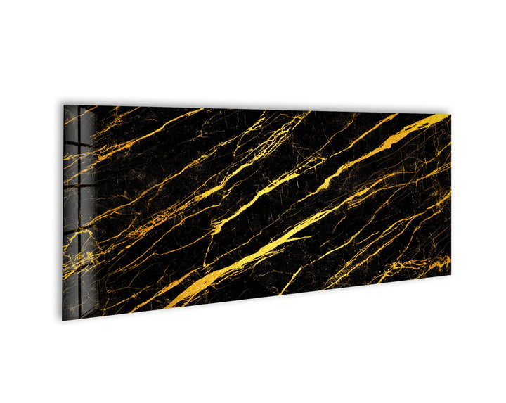 Black Marble With Gold Veins Glass Wall Art, glass wall decor, glass wall art decor