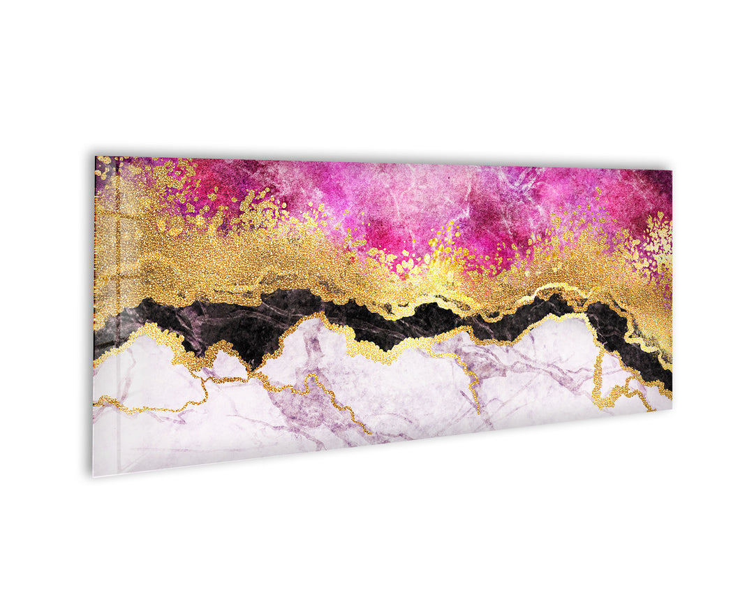 Pink & Gold Marble Glass Wall Art, large glass photo prints, glass wall photos