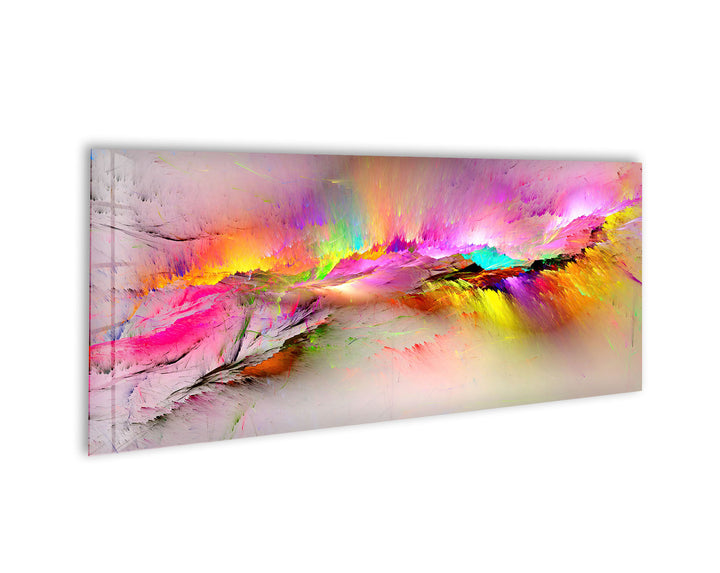 Pink Color Splash Abstract Glass Wall Art, Glass Printing Wall Art, Print photos on glass