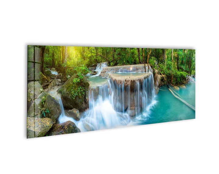 Erawan Cascade Waterfall Glass Wall Art, glass image printing, glass prints from photos