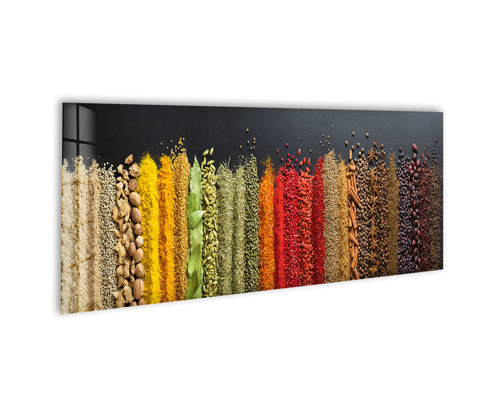 Colorful Spices & Legumes Glass Wall Art, print picture on glass, Tempered Glass Wall Art