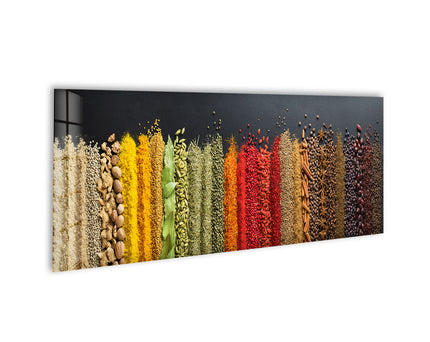 Colorful Spices & Legumes Glass Wall Art, print picture on glass, Tempered Glass Wall Art