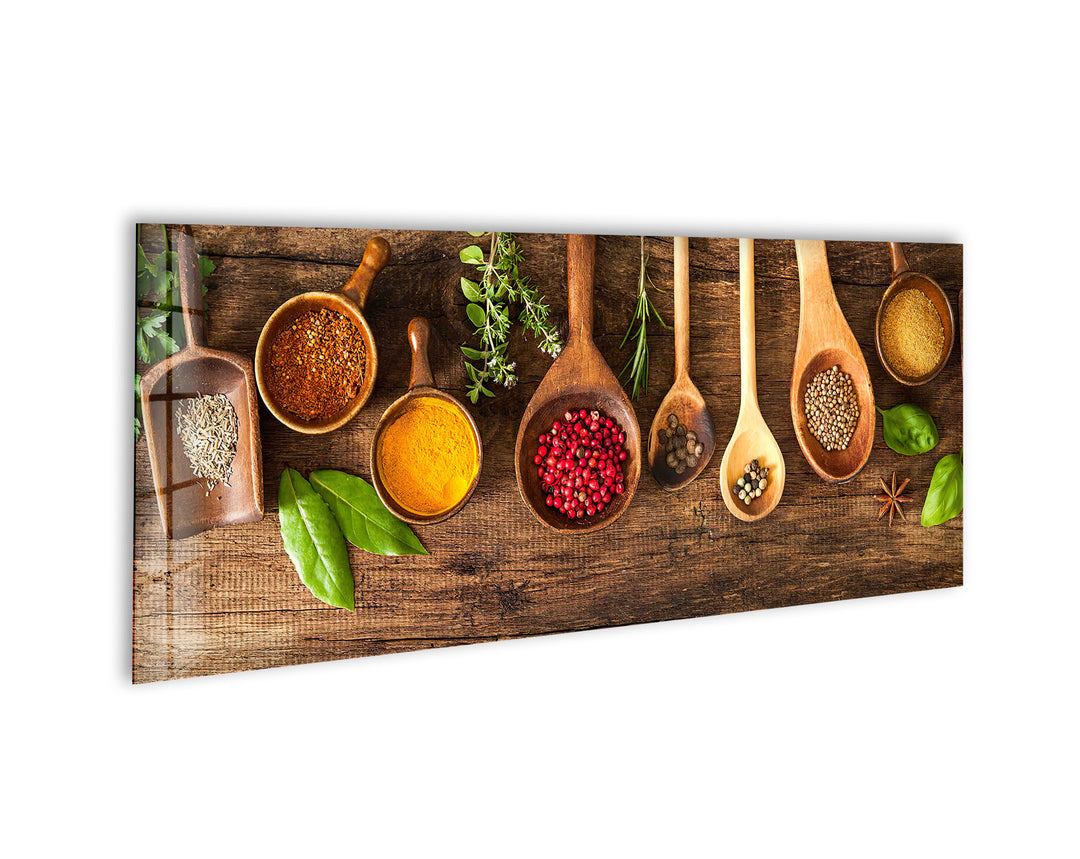 Herbs&Spices Kitchen Glass Wall Art, glass pictures for Wall, glass prints wall art