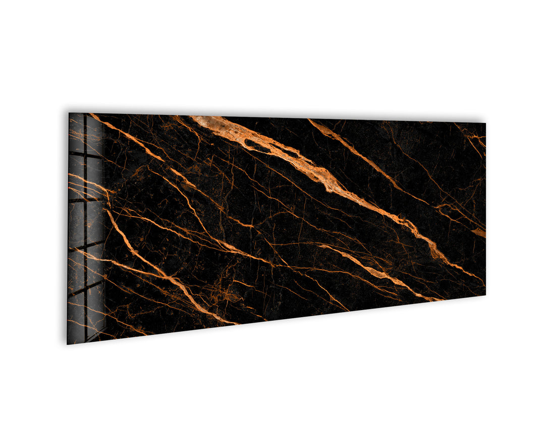 Black Marble With Orange Veins Glass Wall Art, art glass wall art, glass wall art pictures