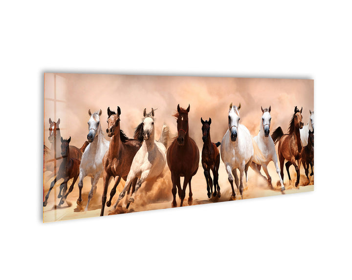 Running Horses In The Desert Glass Wall Art, glass wall decor, glass wall art decor