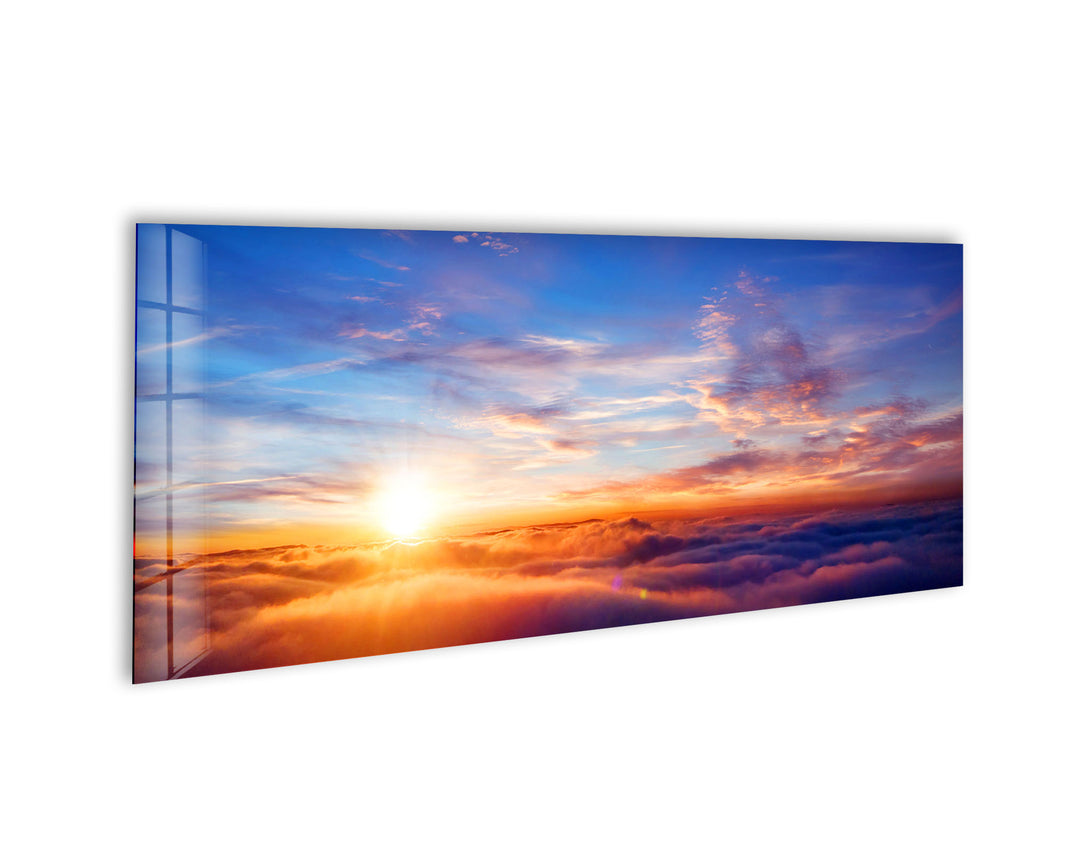 Dreamy Sunset Sky Glass Wall Art, custom glass pictures, glass art prints