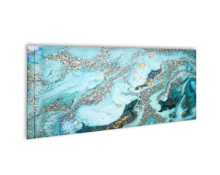 Blue, Silver Marble Abstract Glass Wall Art, print picture on glass, Tempered Glass Wall Art