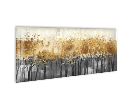 Golden Trees Oil Painting Glass Wall Art, glass photo prints, glass picture prints