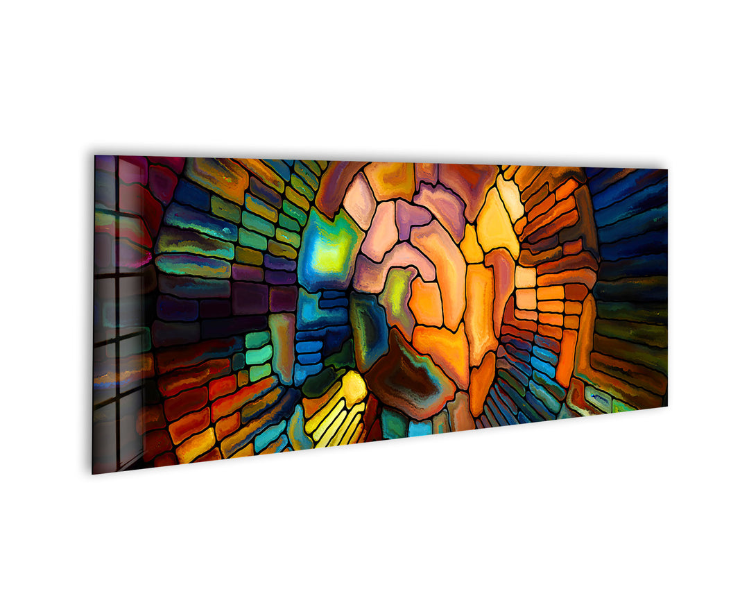 Colorful Abstract Stained Glass Wall Art, large glass photo prints, glass wall photos