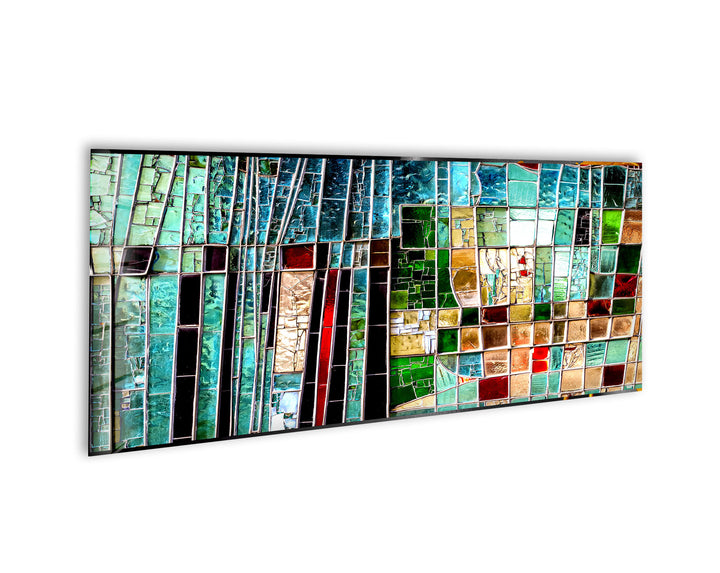 Blue Mosaic Stained Glass Wall Art, picture on glass wall art, photos printed on glass