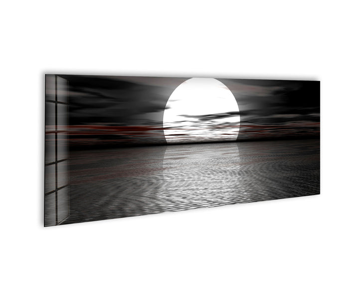 Full Moon Black Seascape Glass Wall Art, print picture on glass, Tempered Glass Wall Art