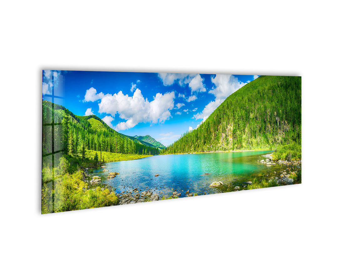 Mountain&Lake Nature Landscape Glass Wall Art, print picture on glass, Tempered Glass Wall Art