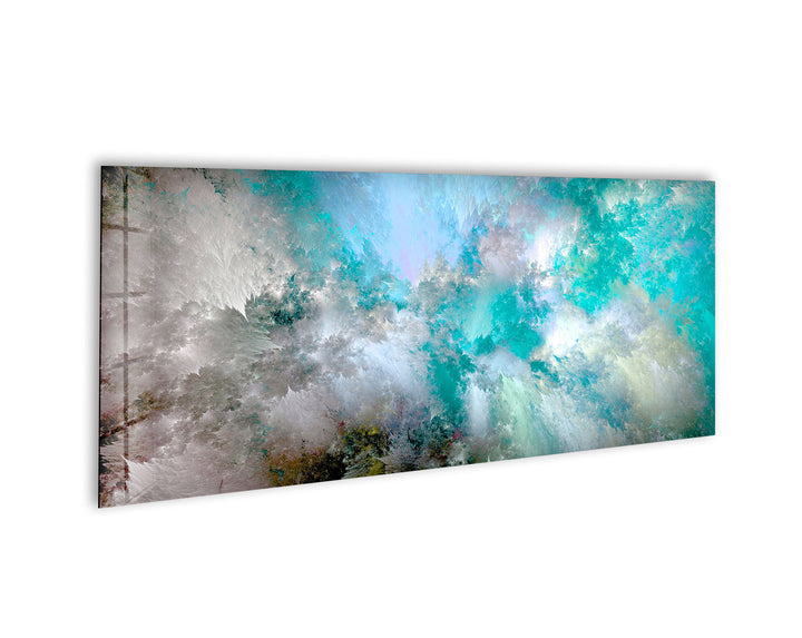 Light Blue Cloud Abstract Glass Wall Art, glass art painting, glass art for the Wall