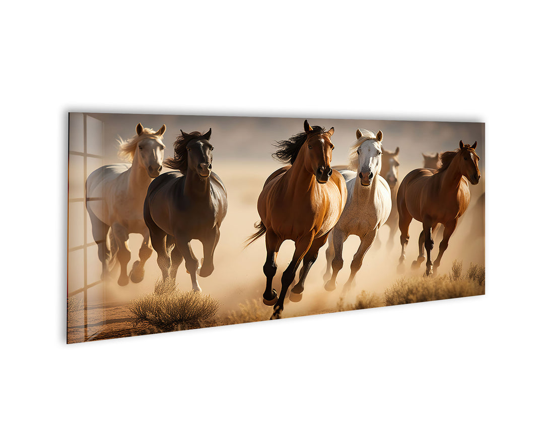 Wild Horses Galloping Glass Wall Art, large glass photo prints, glass wall photos