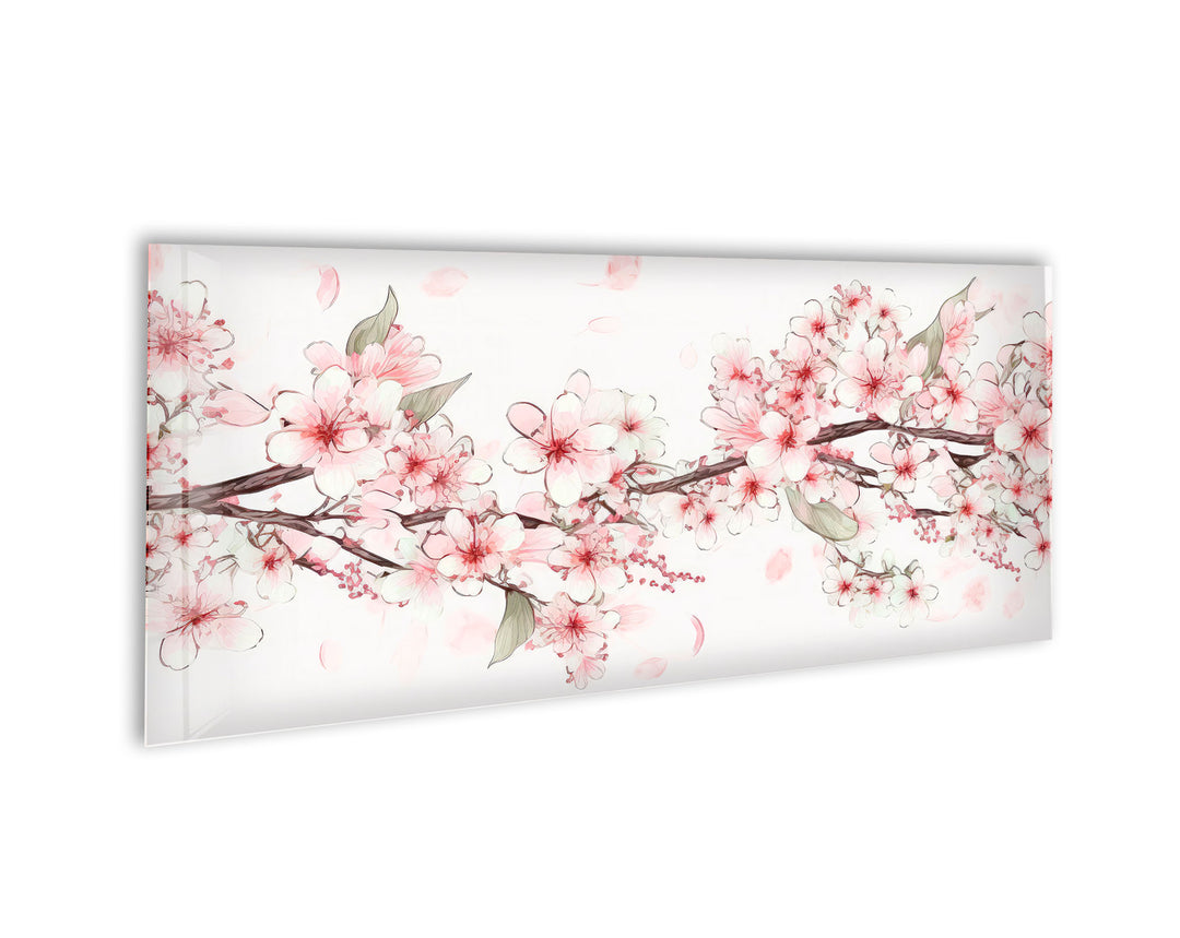 Sakura Cherry Blossom Glass Wall Art, photo print on glass, prints on glass wall art