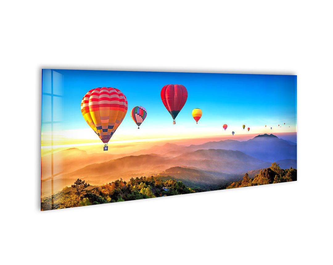 Hot Air Balloon Landscape Glass Wall Art, glass image printing, glass prints from photos