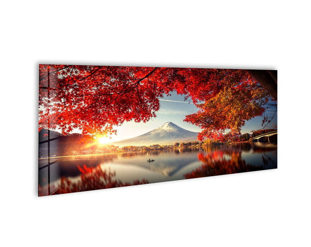 Fuji Mountain Glass Wall Art, print picture on glass, Tempered Glass Wall Art