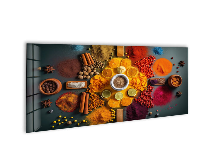 Various Spices Glass Wall Art, print on glass, glass printed photos