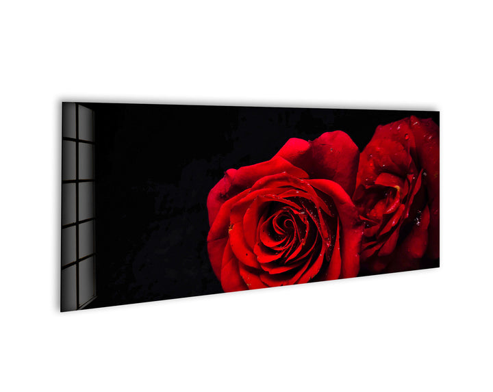 Red Rose Drops Glass Wall Art, glass art painting, glass art for the Wall