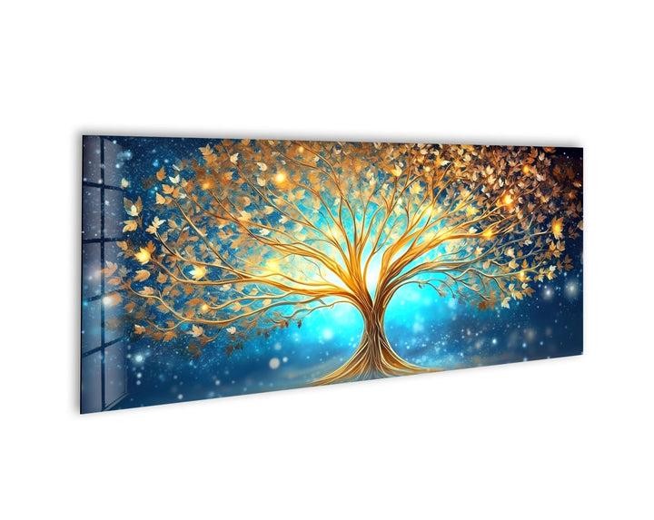 Golden Tree Of Life Abstract Glass Wall Art, Glass Printing Wall Art, Print photos on glass