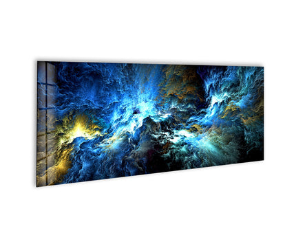 Blue, Black Cloud Abstract Glass Wall Art, custom glass photo prints, large glass prints