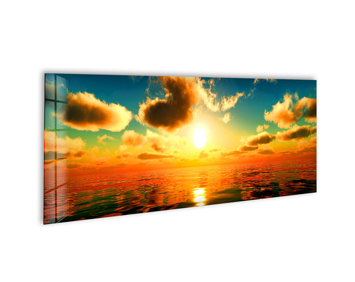 Sunrise At Sea Glass Wall Art, large glass photo prints, glass wall photos