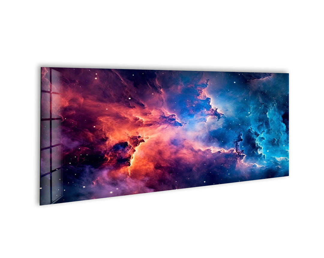 Colorful Space Galaxy Cloud Glass Wall Art, picture on glass wall art, photos printed on glass