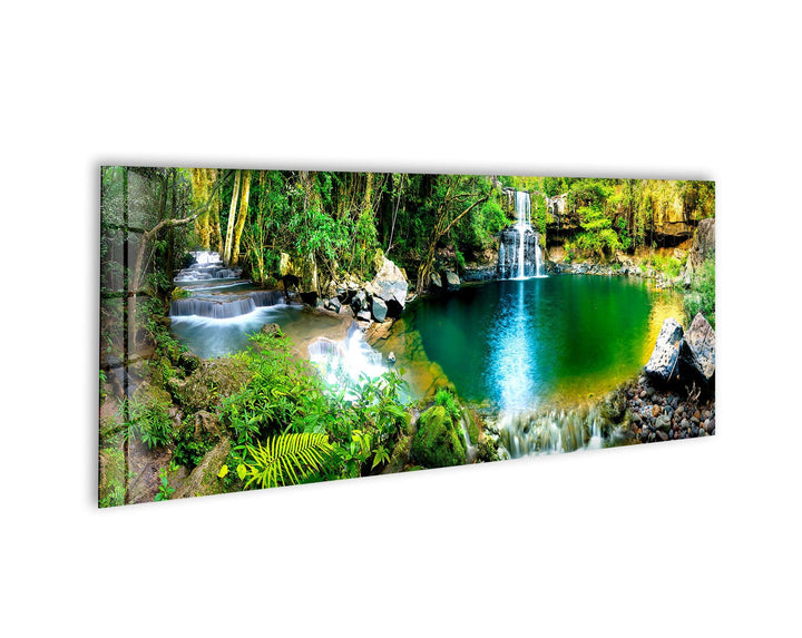 Waterfall Landscape Glass Wall Art, photo print on glass, prints on glass wall art