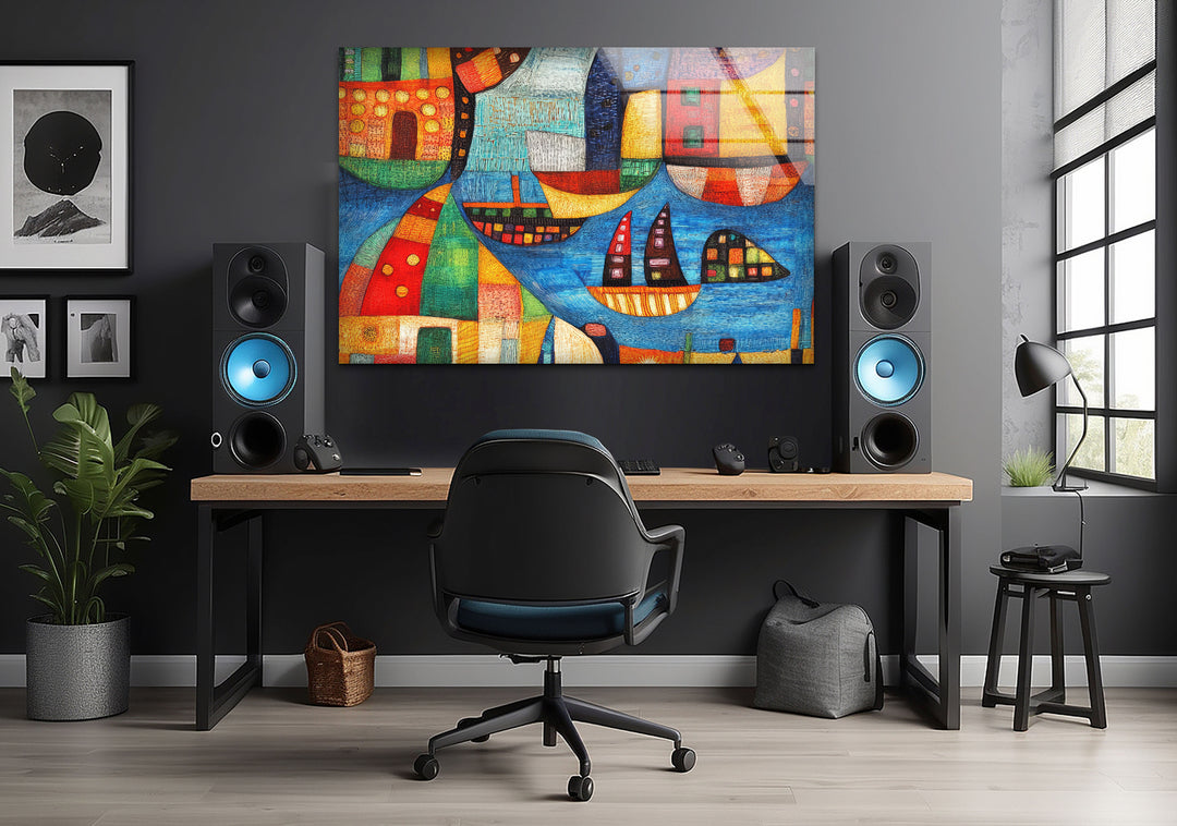 Paul Klee City Art Glass Wall Art photo print on glass, prints on glass wall art
