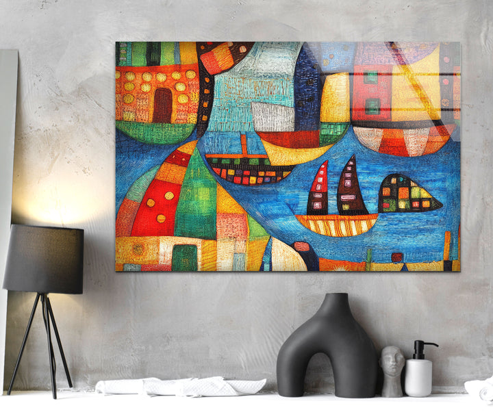 Paul Klee City Art Glass Wall Art custom glass photo prints, large glass prints
