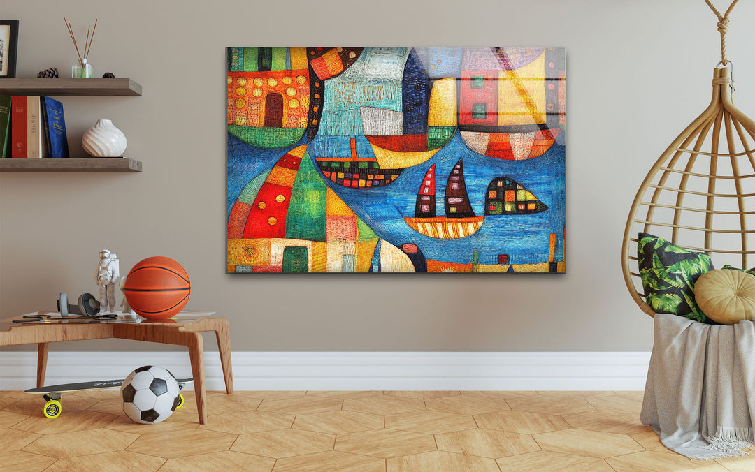 Paul Klee City Art Glass Wall Art picture on glass wall art, photos printed on glass
