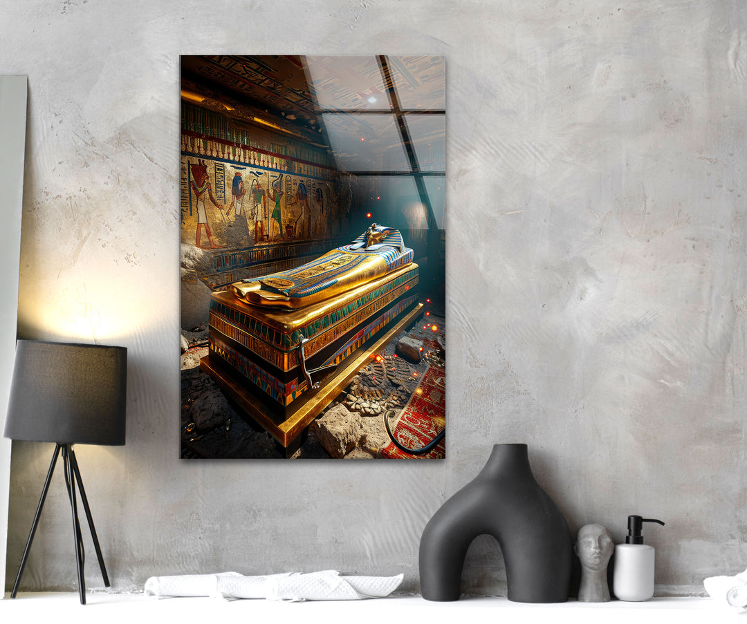 Pharaoh Tomb Glass Wall Art, large glass photo prints, glass wall photos