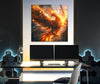 Phoenix with Fire Glass Wall Art glass pictures for Wall, glass prints wall art